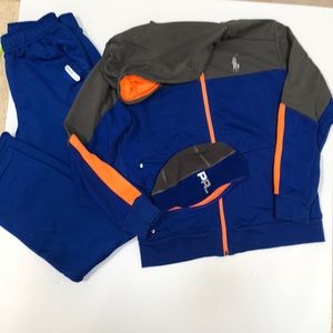 Boys Ralph Lauren Polo 3 Pc Bundle: Joggers, Jacket and Cap